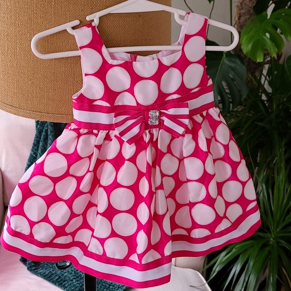 12 month Polka Dot Empire Waist Dress with tie